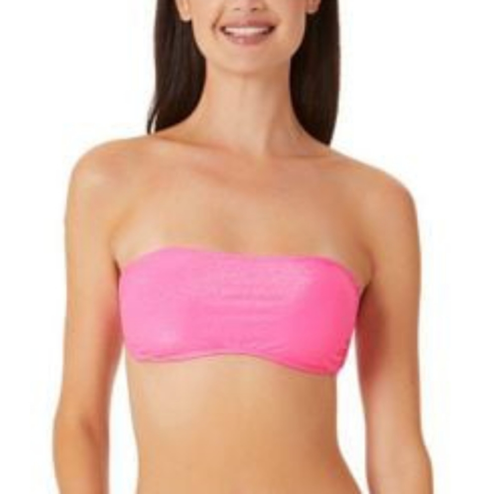 California Waves Metallic Bandeau Bikini Top‎ Pink